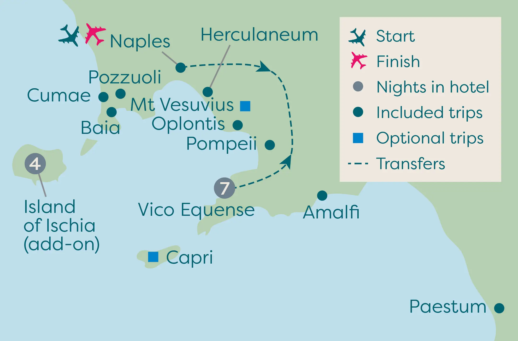 Pompeii Paestum Herculaneum map
